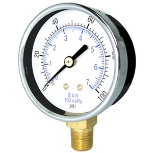 101D Pressure Gauge, Brass Internal
