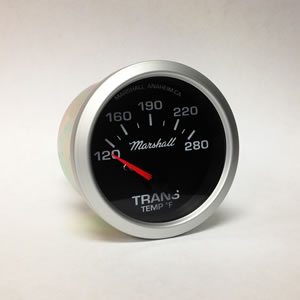 Marshall 2037, 2-1/16" Transmission Temperature Gauge. White Dial, Silver Bezel.