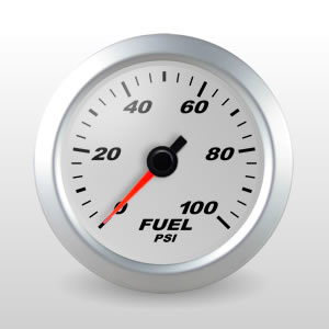 SCX Fuel Pressure Gauge.  Silver Dial.  Full-Sweep Electric  Fuel Pressure Gauge