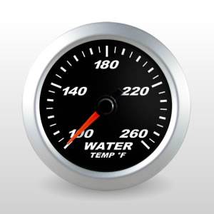 SCX Pro Black Water Temperature Gauge with Peak Recall and Programmable High and Low Full Dial Warning