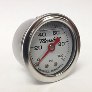 Marshall CW00100. 1.5" Direct Mount Fuel/Oil/Air/Water Pressure Gauge, Liquid Filled, 1/8" NPT Center Back Connection CW00100 Marshall CW00100. 1.5" Direct Mount Fuel/Oil/Air/Water Pressure Gauge, Liquid Filled, 1/8" NPT Center Back Connection
