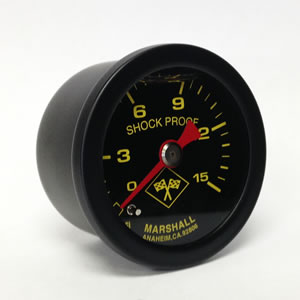 Marshall MNB00015.  1.5" Direct Mount Fuel/Oil/Air/Water Pressure Gauge, Liquid Filled, 1/8" NPT Center Back Connection