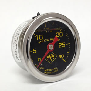 MNS00030 Marshall Direct Mount Fuel/Air/Oil/Water Pressure Gauge.  Liquid Filled, 1/8" NPT Connection.