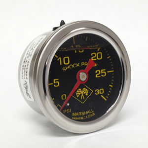 MNS00030 Marshall Direct Mount Fuel/Air/Oil/Water Pressure Gauge. Liquid Filled, 1/8" NPT Connection. MNS00030 MNS00030 Marshall Direct Mount Fuel/Air/Oil/Water Pressure Gauge. Liquid Filled, 1/8" NPT Connection.